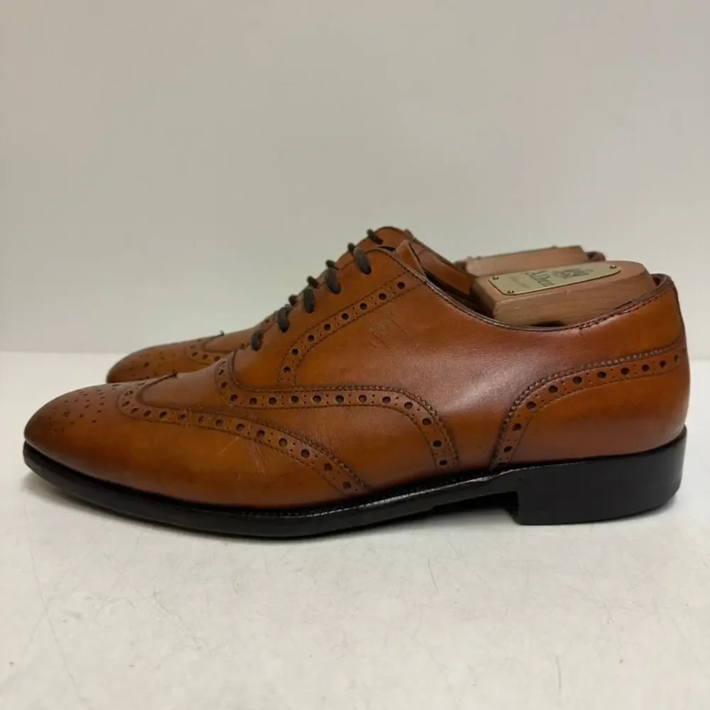 FULLY RESOELD Ralph Lauren Purple Label Wingtip Oxford Calf Made in Itely 8.5 D
